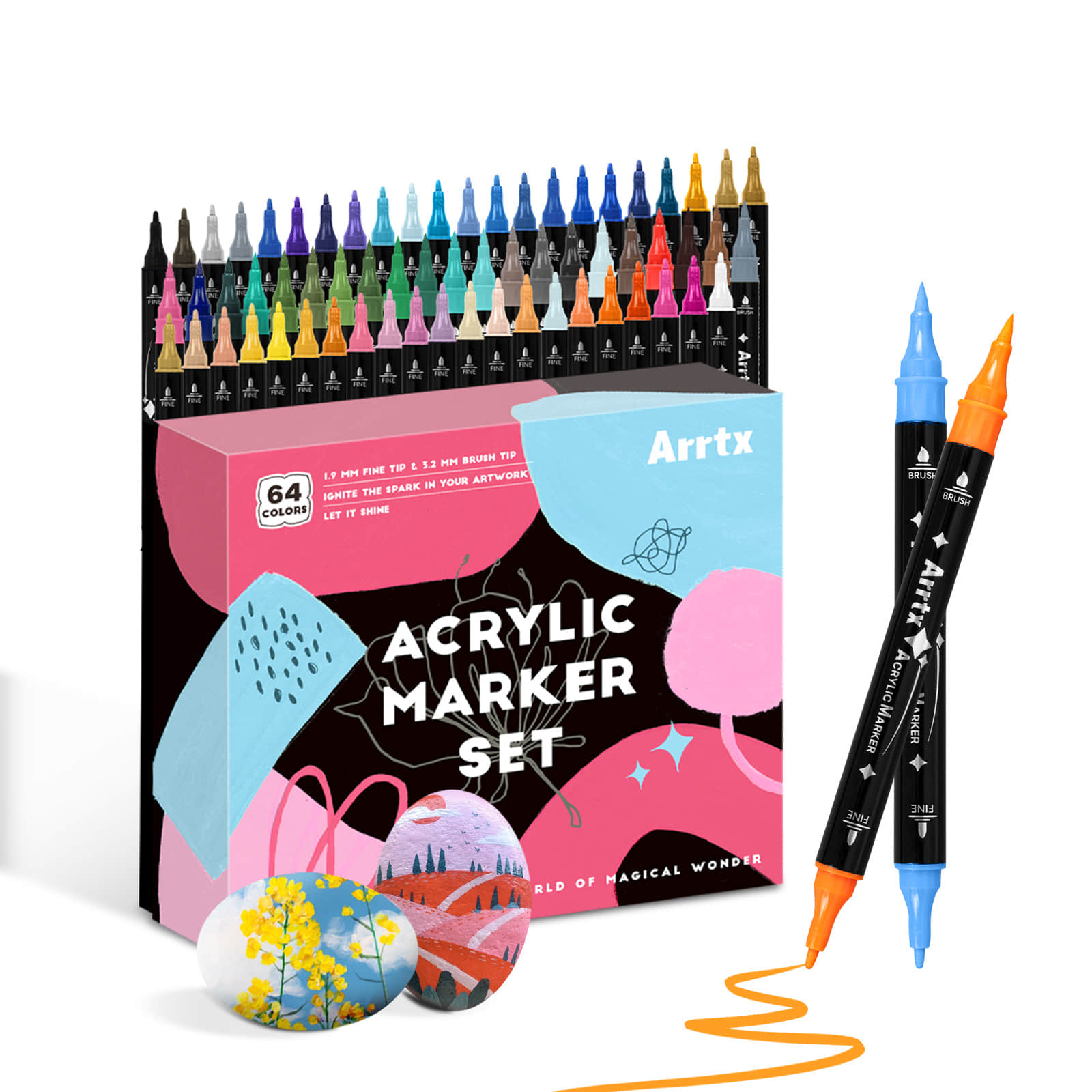 Copic Marker Classic - Arrtx 64-Farben-Acryl-Farbstifte, Pinsel und feine Acrylmarker