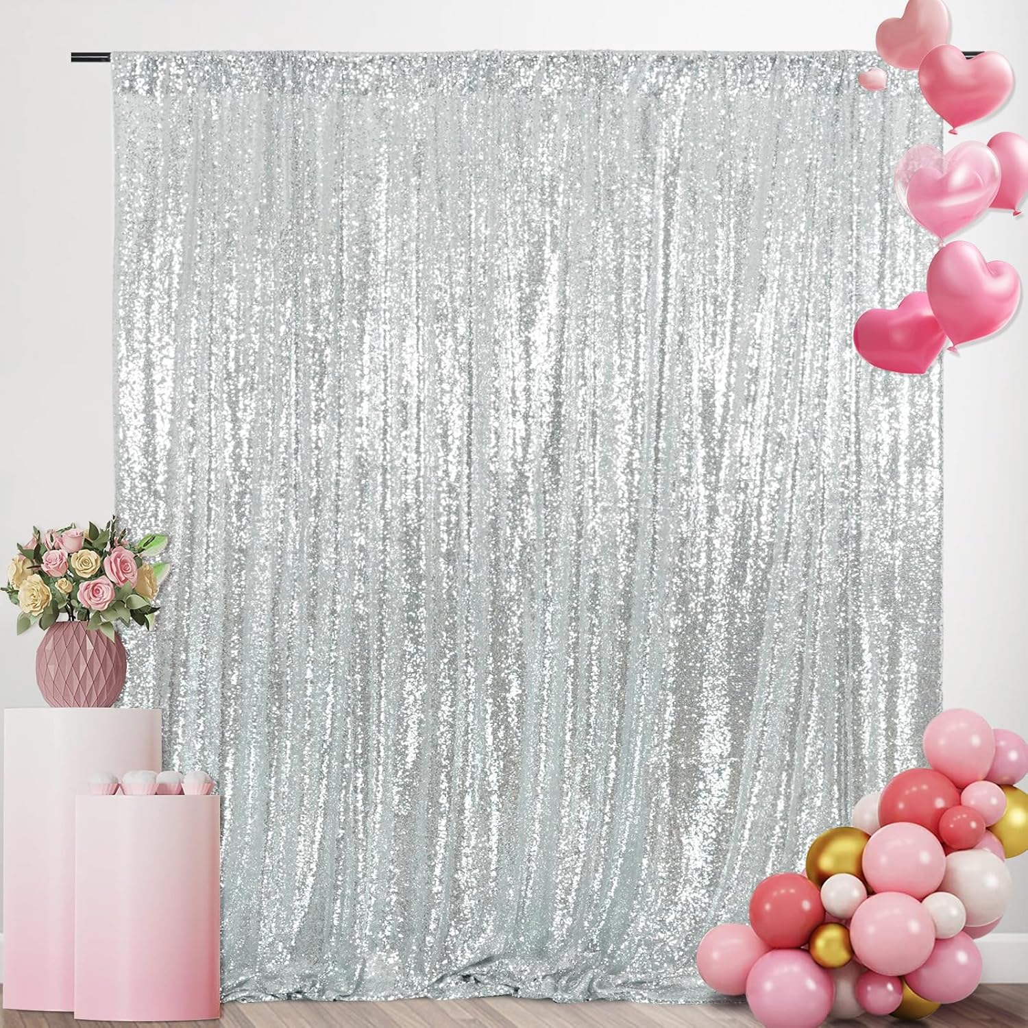 Silberne Pailletten-Hintergrun – Sequin Fabric Panel Bewertung und Preis